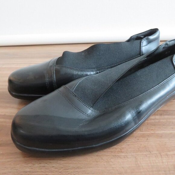 ZIERA WORK BASICS Black Leather Slip on Comfort Shoes Minimalist Office Sz 10.5 - Picture 2 of 15